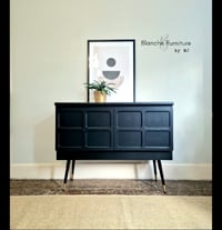 Image 1 of Nathan Sideboard in Black on Black wooden tapered legs