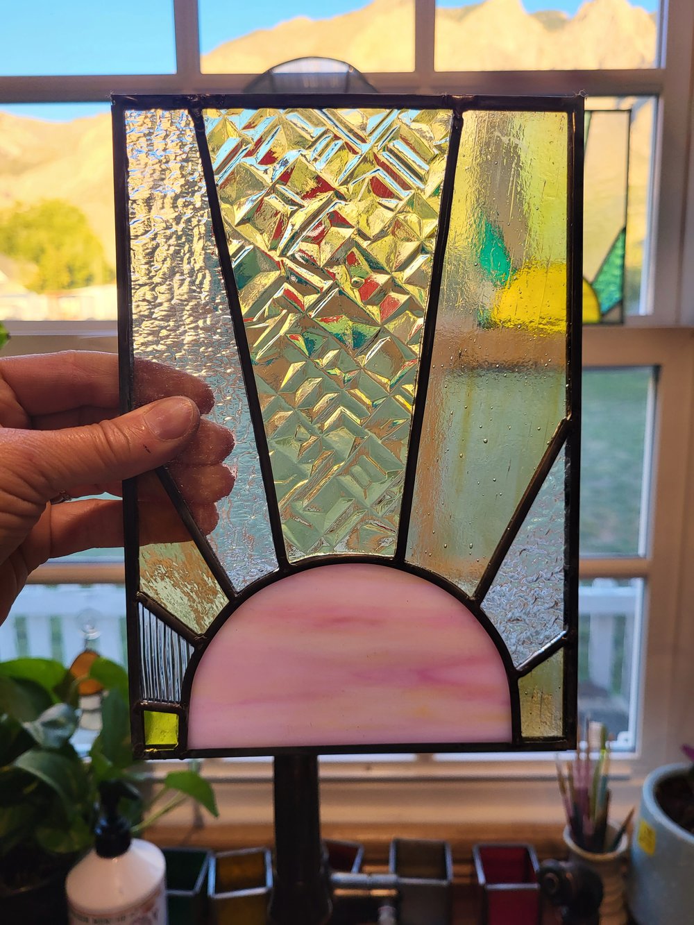 Image of Sunrise mini panel- stained glass