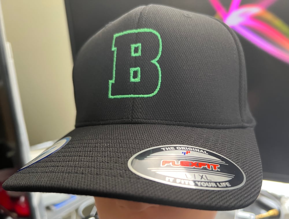 Berthold City Bold Green Boston B Outline Black Flexfit Hat