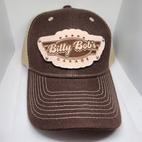 Image 1 of Synder snapback leather patch hat Brown & Tan