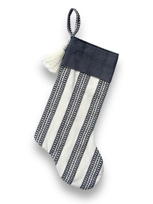 Image of CHRISTMAS STOCKING - CREAM/BLACK PATTERN