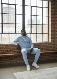 Image 4 of YB Carolina Blue Signature Logo Heavy Blend Jogger Suit