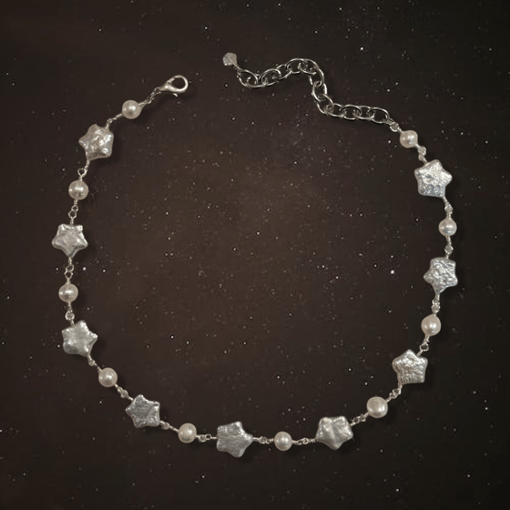 Image of -;- STERLING SILVER PLEIADES CONSTELLATION COLLAR -;-