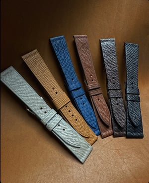 Image of Light Blue French Grained Calfskin Watch Strap