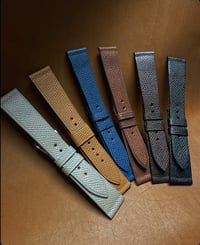 Image 5 of Light Blue French Grained Calfskin Watch Strap