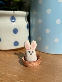 Image 3 of Hand Made Ceramic Cute Bunny in a basket