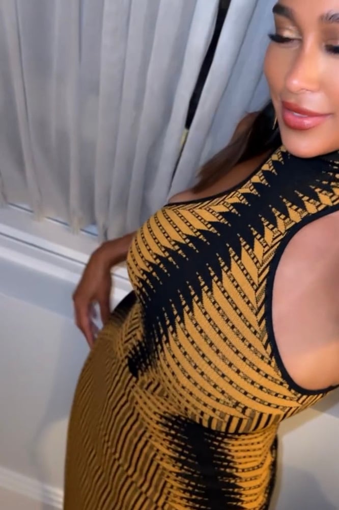 Image of TRIBAL PRINT KNIT TURTLENECK MIDI DRESS (XS)