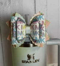 Image 1 of Sunrise Spiral Tumbler Straw Topper Bow