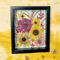 Image 4 of Zinnia, Sunflower, Calendula, Nandina And Corn Tassles In 8" X 10" Shadow Box (Item# 202206LS)