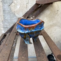 Image 1 of Swagged Lip Candy Dish - Blue & Copper