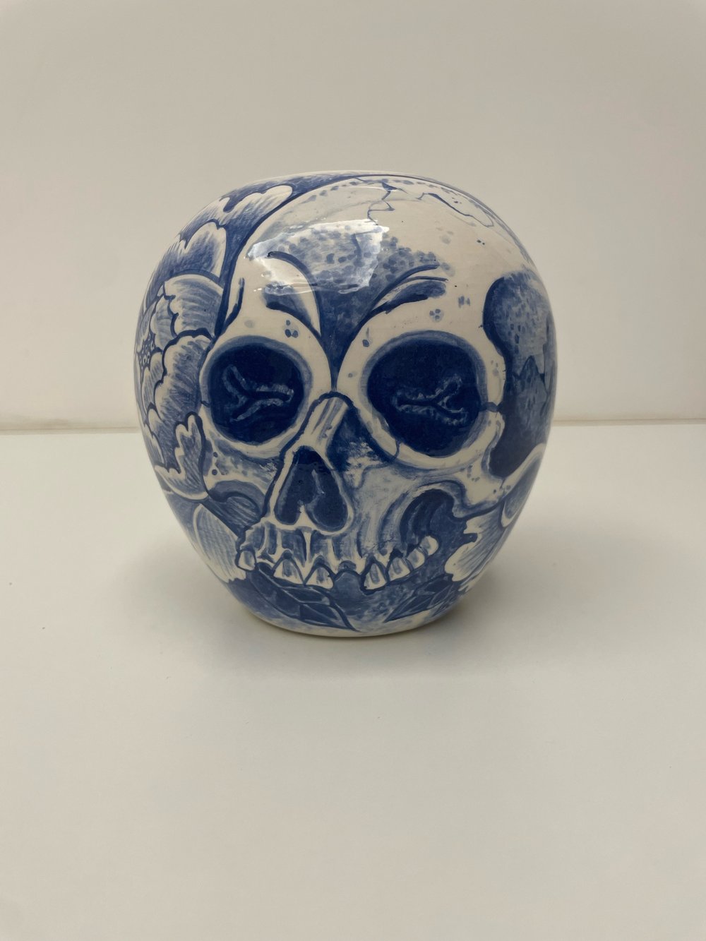 Skull-peonies-hoju ceramic 