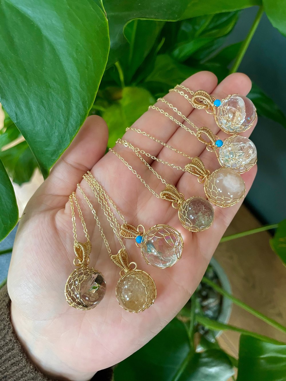 spiritual sphere crystal necklaces!