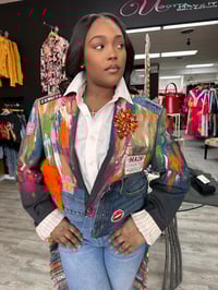 Image 1 of Custom Painted Crop Blazer