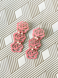 Image 3 of Wooden Rose Earrings 