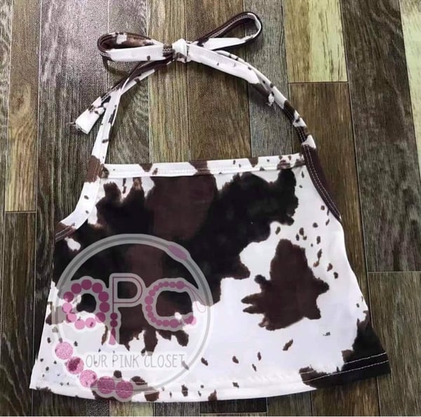 Image of Brown Cow print halter top 