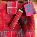 Red tartan upcycled Harris Tweed handbag