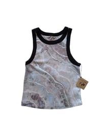 Image 2 of L Ladies Fitted Knit Contrast Tank in Muted Stone Geode Ice Dye