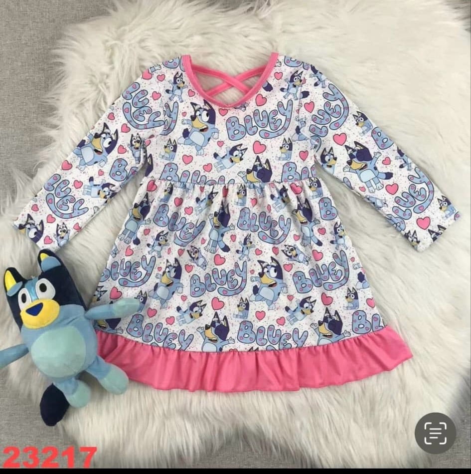 Image of Bluey long sleeve hearts dress 