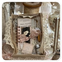 Image 5 of Junk Journal lace samples spool book full of vintage French lace samples