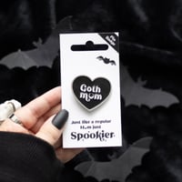 Image 1 of Goth Mum / Mom Heart Metal Pin Badge