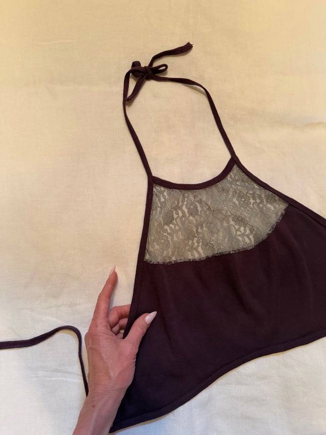 70s plum lace halter top festival hippie 