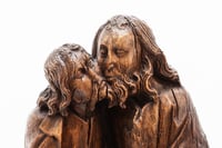 Image 1 of The Kiss of Judas (Germany, 15th century), wooden sculpture, 46 x 16 x 9 cm
