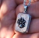 Image 3 of Rectangular Sterling Silver Spider Locket Necklace 