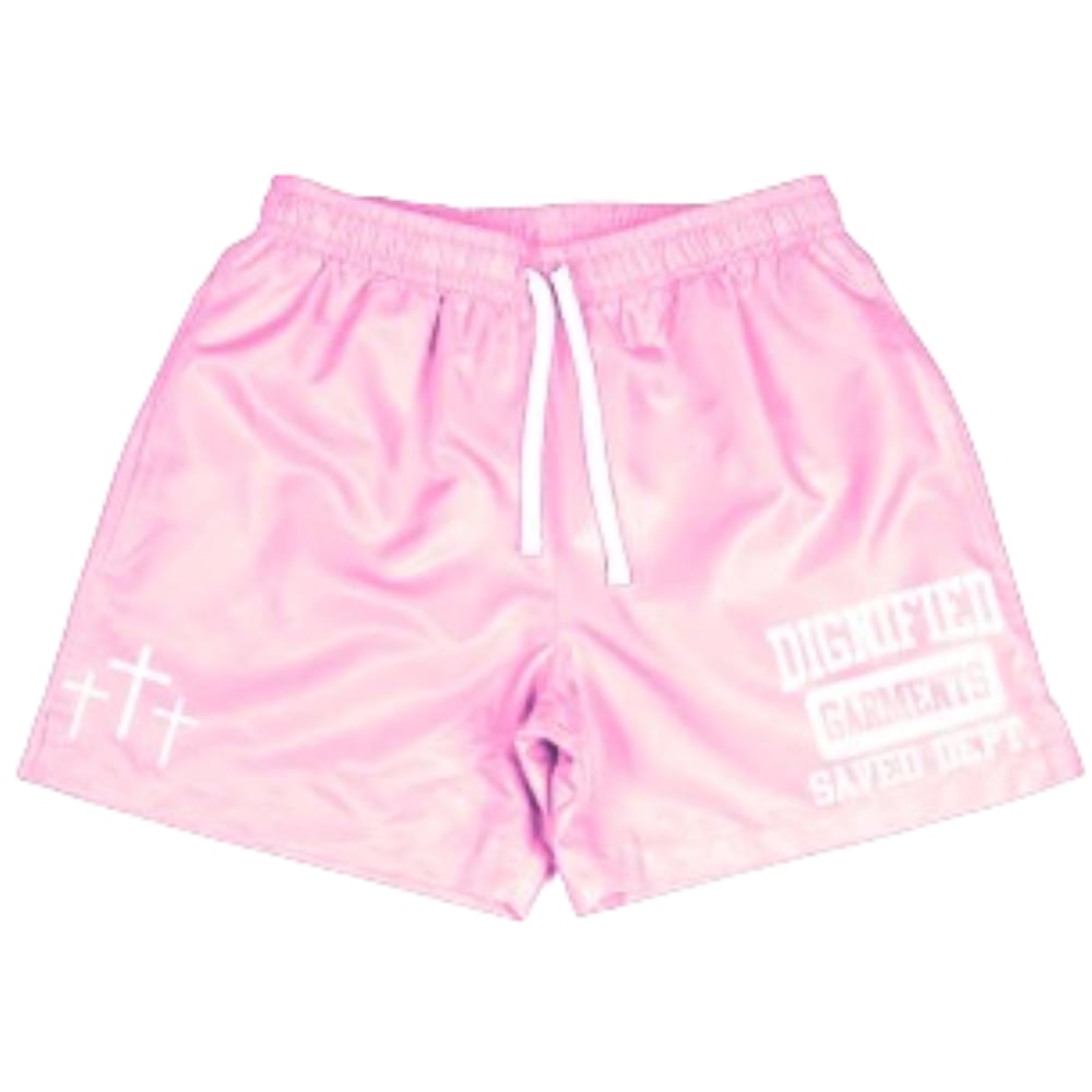 Image of Dignified “Saved Dept” Shorts (Light Pink) 