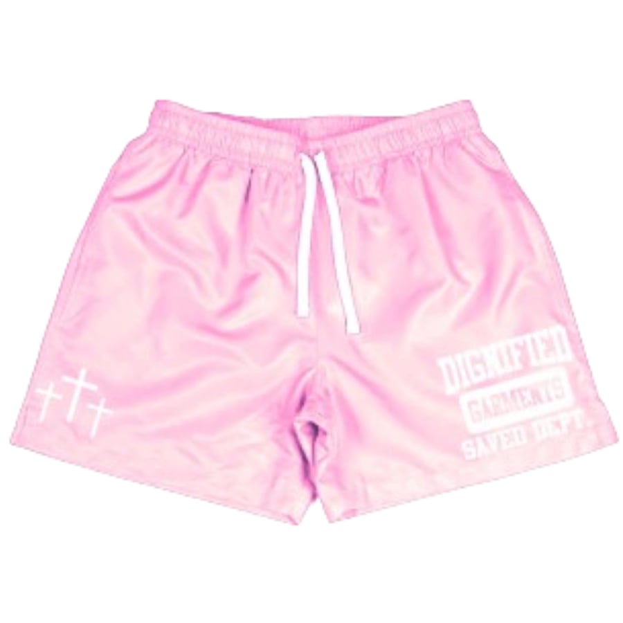 Image of Dignified “Saved Dept” Shorts (Light Pink) 