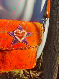 Image 6 of Woodstock cross body/ passport bag - Orange and peach heart 