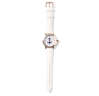Image 3 of Women's Rose Gold vintage white band watch With blue anchor