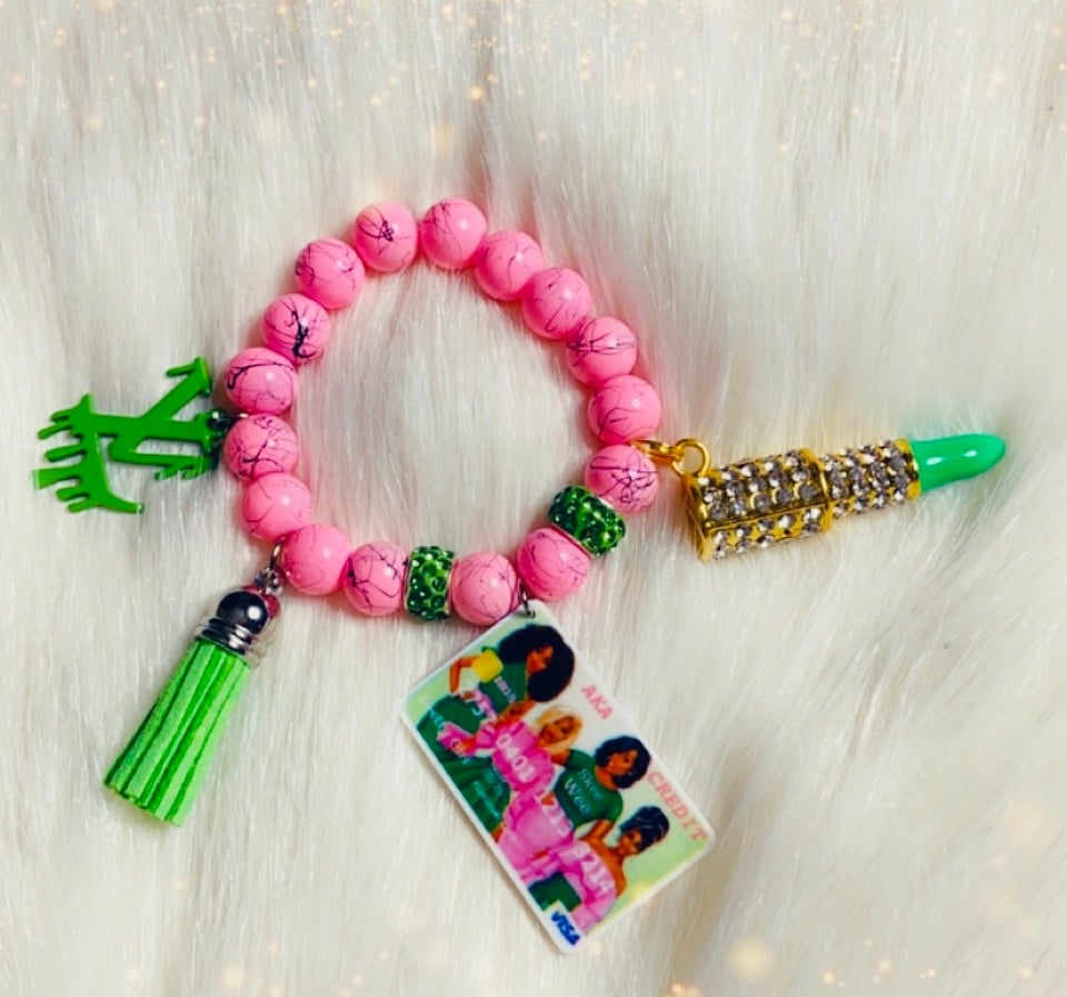 Image of AKA sorority beaded bracelet 