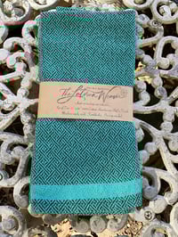 Image 1 of Plaited Twill Kitchen Towels ( pair) Turquoise/Charcoal