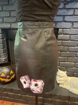 Dice Custom Painted Vintage Leather Mini Skirt