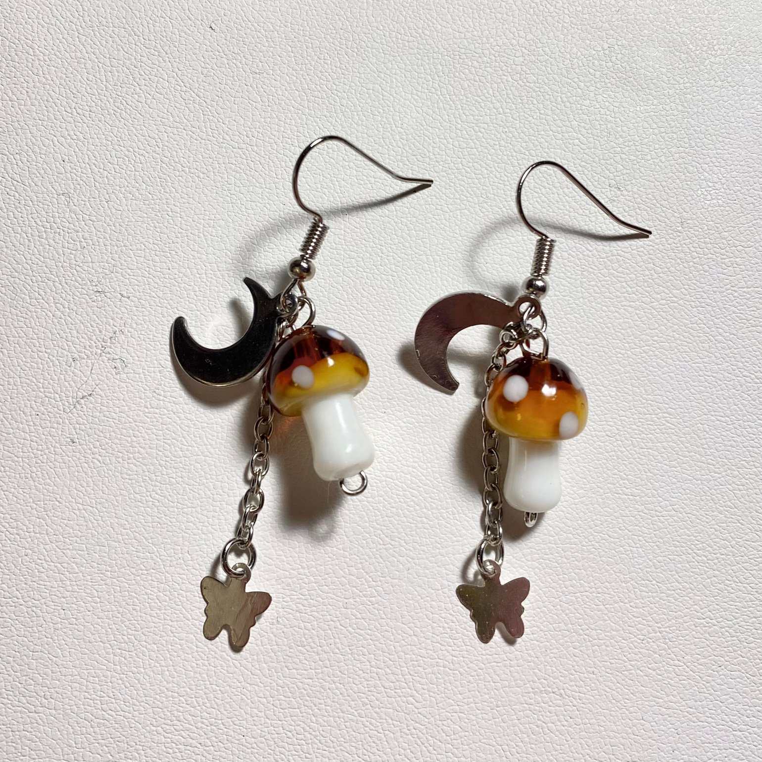Image of nighttime mushroom earrings 