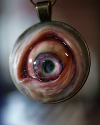Image 8 of Glowing Oculus, Eyeball flat back pendant OOAK