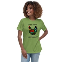 Image 3 of Women's Relaxed T-Shirt, Life Is Better With Chickens T-Shirt | Farm Life Floral Chicken Graphic Tee