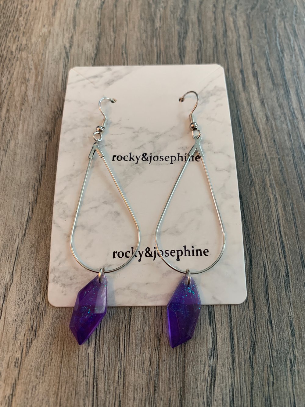 Image of Reiki Charged Resin Crown Earbobs