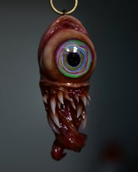 Image 12 of Color Burst Twisted tongue pendant, OOAK green purple orange blue Glow