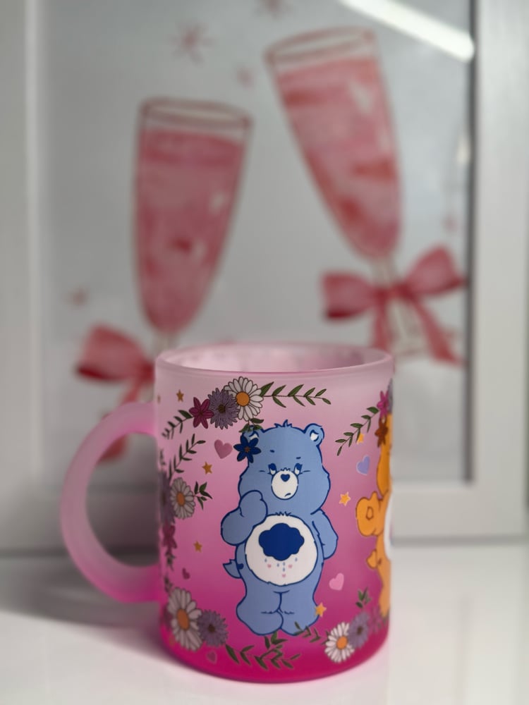 Image of 11oz Pink Glass Mug - CARE BEARS