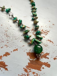 Image 1 of boho turquoise and emerald necklace