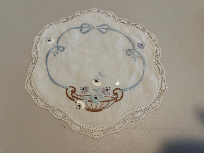 Round Embroidered doily