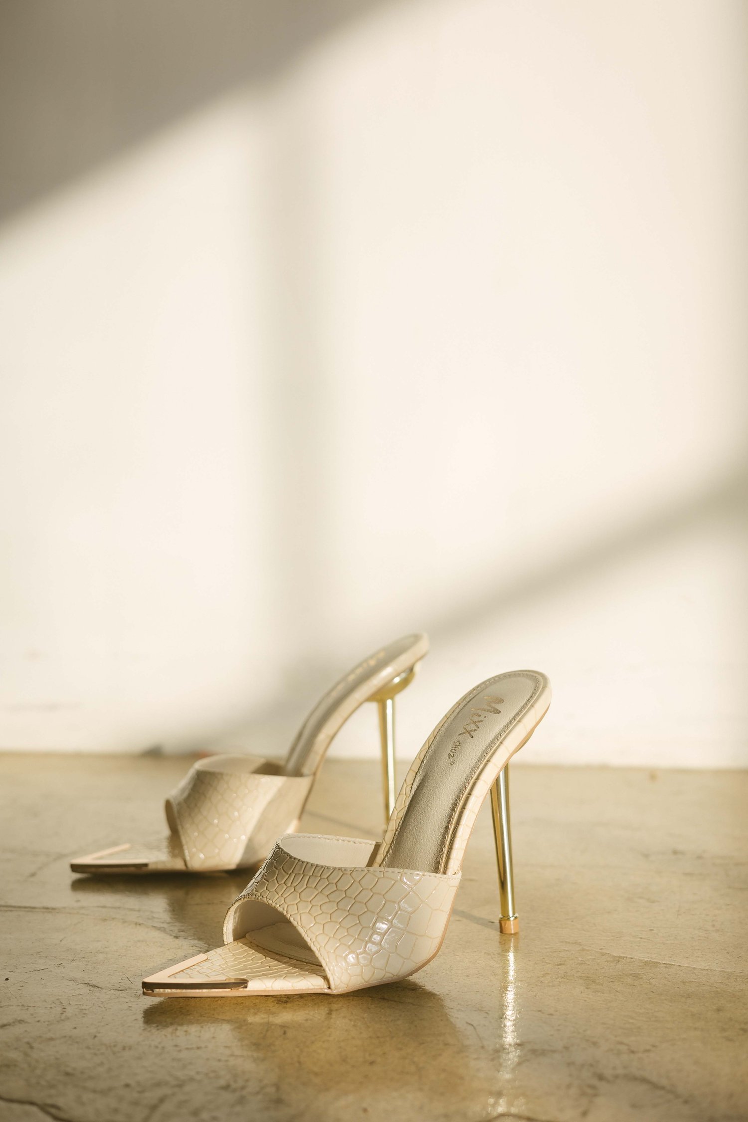 Image of Cream Croc Embossed Mules