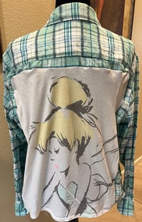 Vintage Mint Green/White Flannel Shirt Tinker Bell