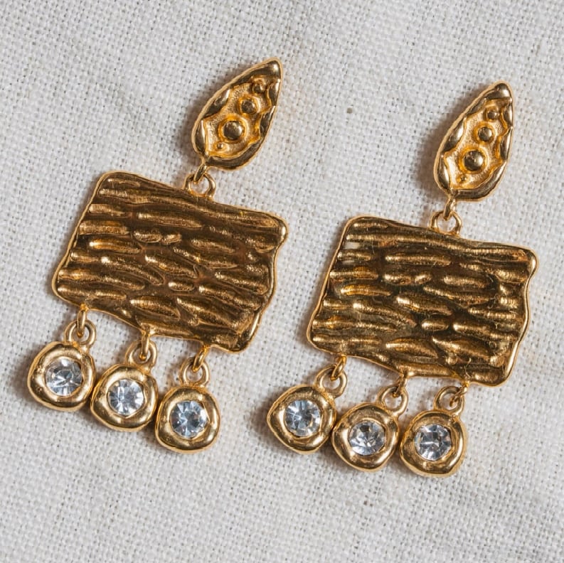 Image of PALOMA 18ct Gold plated Geometric Textured Earrings 