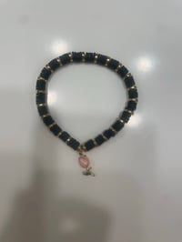 black bracelet with flower charm🌷🫧