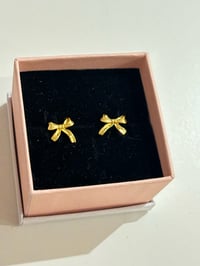 Image 2 of Gold minature bow earrings