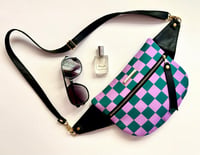 Image 1 of Purple & green checkered crossbody 