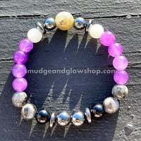 Image 1 of Amethyst, Rose Quartz, Black Onyx, Hematite & Gray Picasso Jasper Bracelet