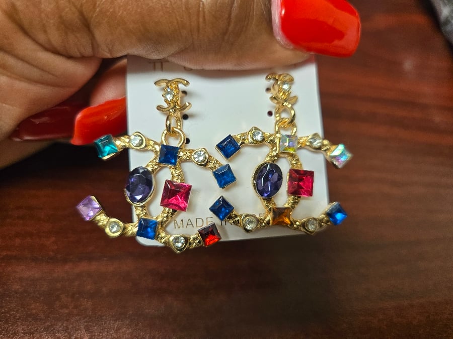 Image of Colorful CC Dangle Earrings